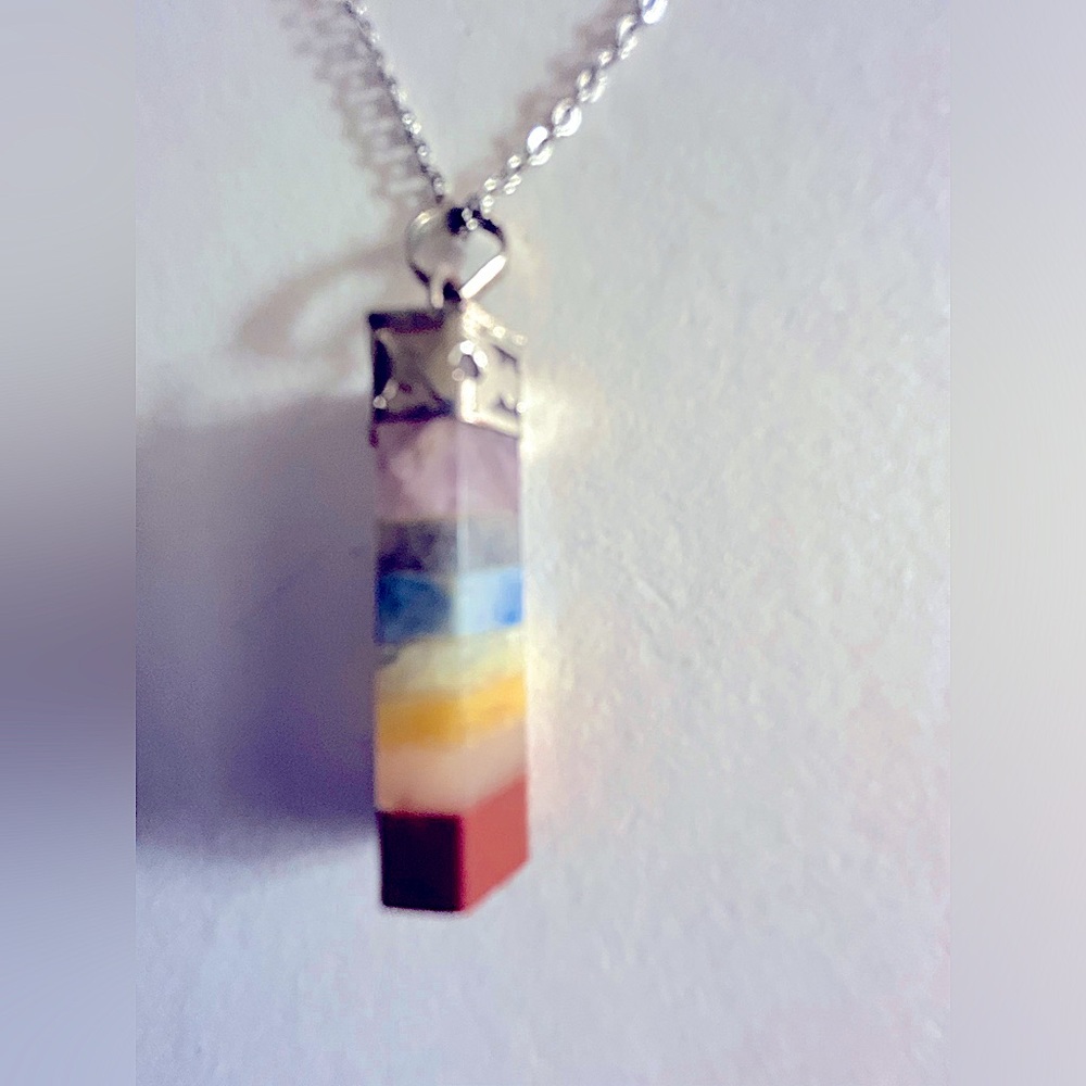 ADD 1 💰FREE/BUNDLE Chakra Point Pendant semiprecious 7 stones 18”  necklace